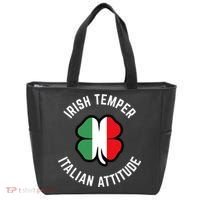 Irish Temperr With An Italian Attitude Clover St Patrick Day Tote Bag thumb 0