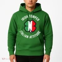 Irish Temperr With An Italian Attitude Clover St Patrick Day Hoodie thumb 2