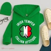 Irish Temperr With An Italian Attitude Clover St Patrick Day Hoodie thumb 4