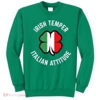 Irish Temperr With An Italian Attitude Clover St Patrick Day Sweatshirt thumb 0