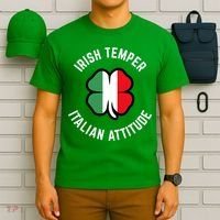 Irish Temperr With An Italian Attitude Clover St Patrick Day T-Shirt thumb 6