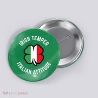 Irish Temperr With An Italian Attitude Clover St Patrick Day Button thumb 0
