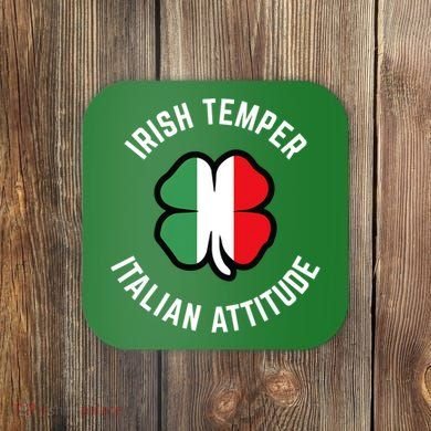 Irish Temperr With An Italian Attitude Clover St Patrick Day Coaster