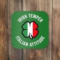 Irish Temperr With An Italian Attitude Clover St Patrick Day Coaster thumb 0