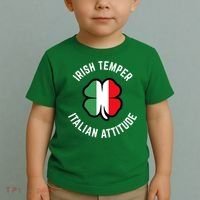 Irish Temperr With An Italian Attitude Clover St Patrick Day Toddler T-Shirt thumb 2