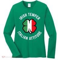 Irish Temperr With An Italian Attitude Clover St Patrick Day Women's Long Sleeve Shirt thumb 0
