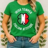 Irish Temperr With An Italian Attitude Clover St Patrick Day Women's T-Shirt thumb 2