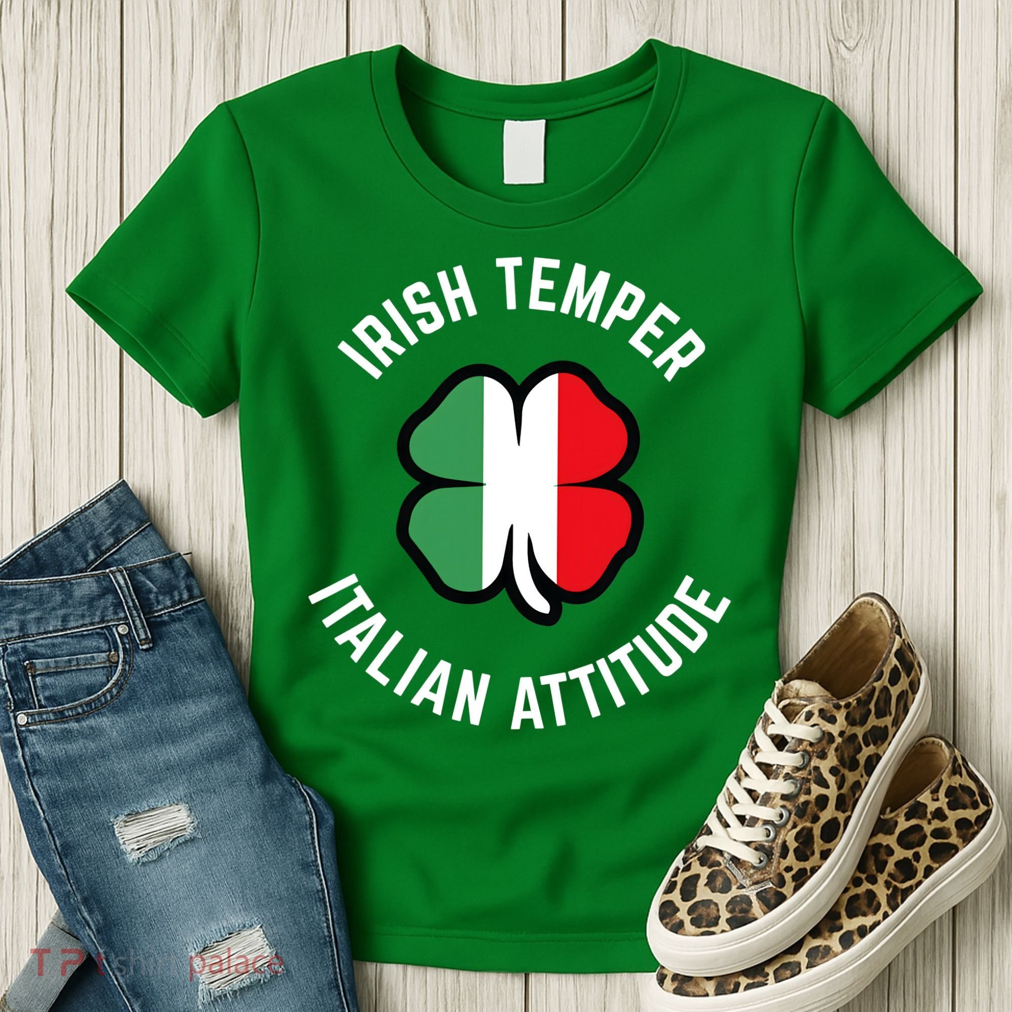 Irish Temperr With An Italian Attitude Clover St Patrick Day Women's T-Shirt
