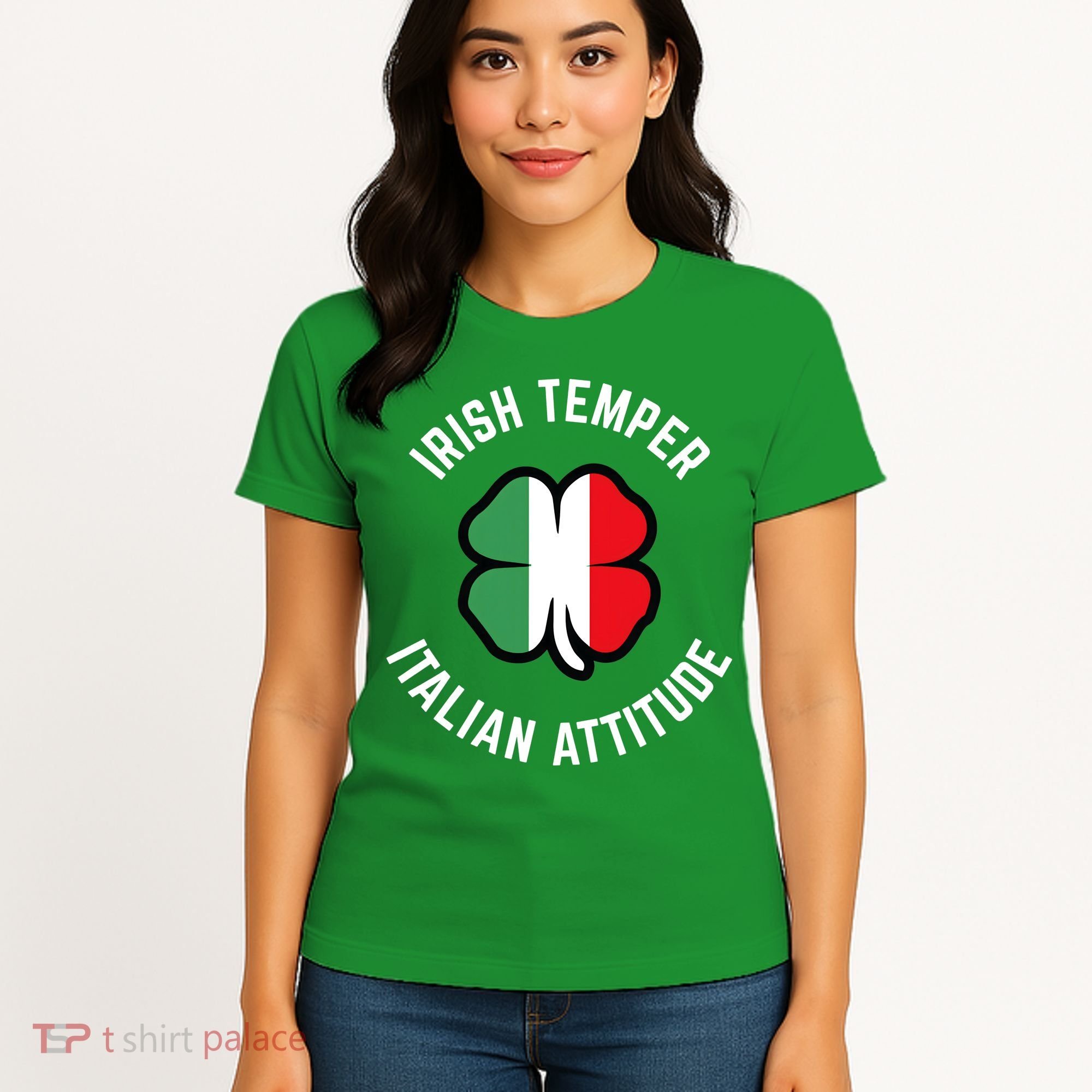 Irish Temperr With An Italian Attitude Clover St Patrick Day Women's T-Shirt