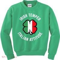 Irish Temperr With An Italian Attitude Clover St Patrick Day Kids Sweatshirt thumb 0