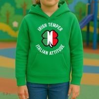 Irish Temperr With An Italian Attitude Clover St Patrick Day Kids Hoodie thumb 3