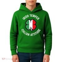 Irish Temperr With An Italian Attitude Clover St Patrick Day Kids Hoodie thumb 4