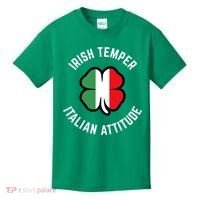 Irish Temperr With An Italian Attitude Clover St Patrick Day Kids T-Shirt thumb 0