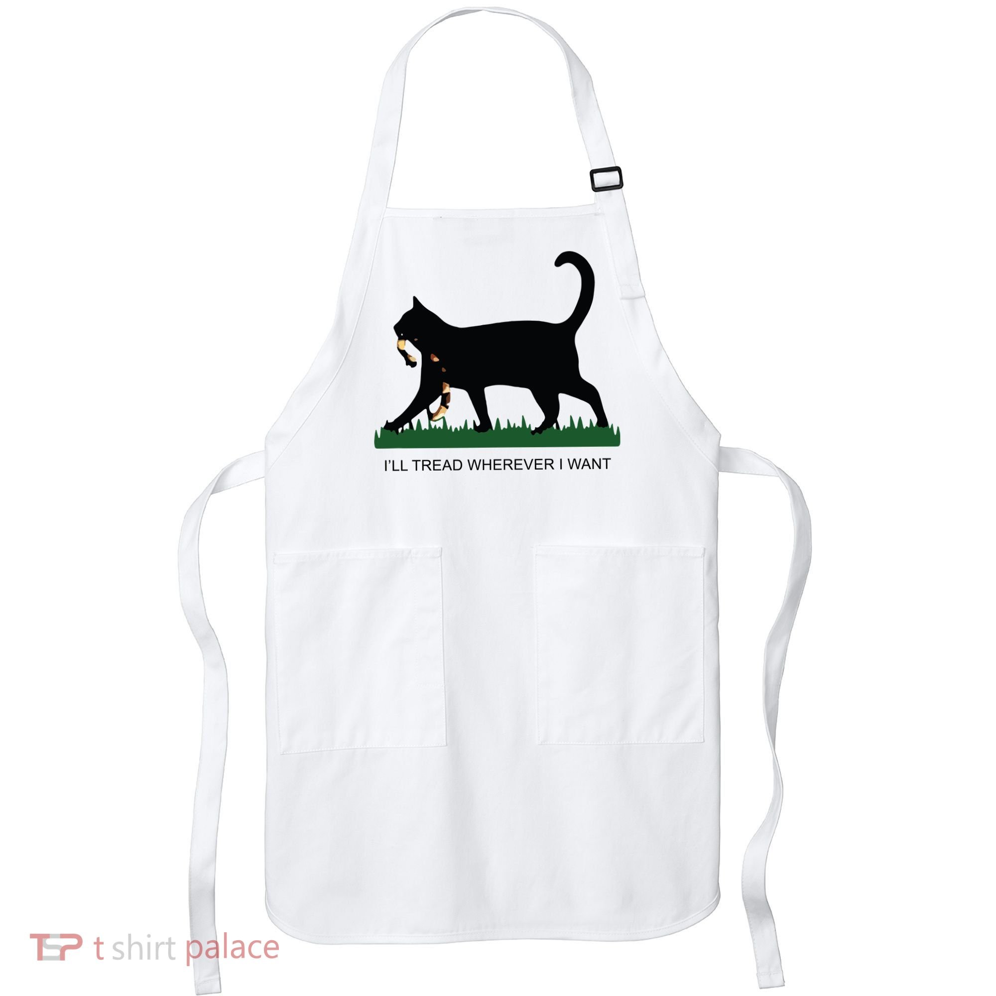 Ill Tread Wherever I Want Childless Cat Lady For Kamala Apron