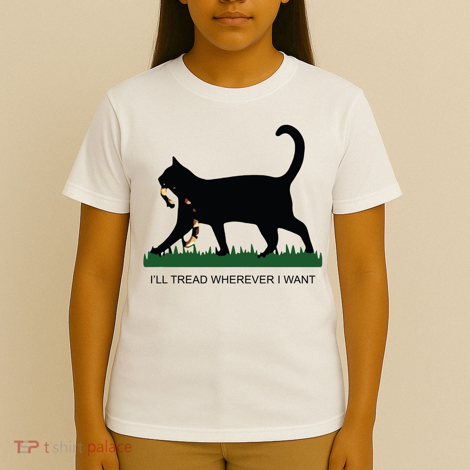 Ill Tread Wherever I Want Childless Cat Lady For Kamala T-Shirt