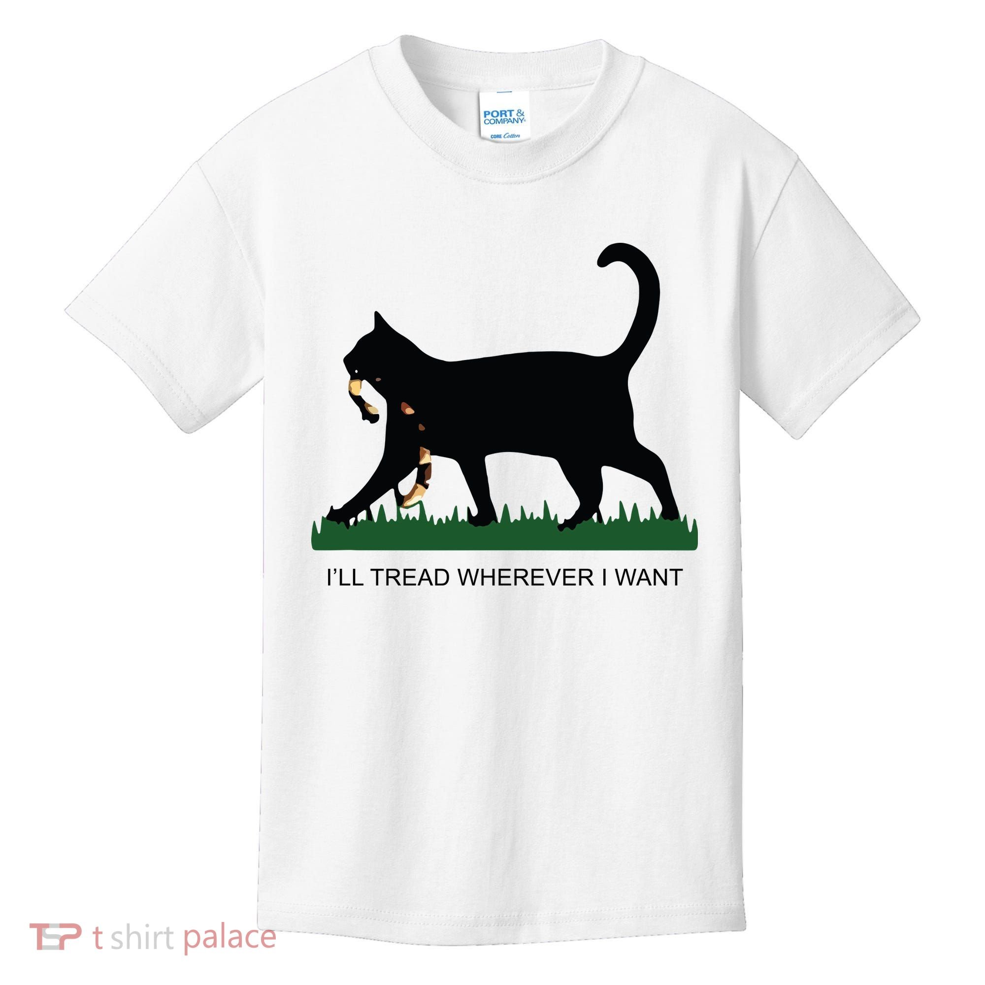 Ill Tread Wherever I Want Childless Cat Lady For Kamala Kids T-Shirt