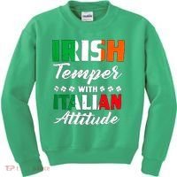 Irish Temper With Italian Attitude St Patrick Kids Sweatshirt thumb 0