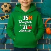 Irish Temper With Italian Attitude St Patrick Kids Hoodie thumb 2