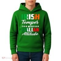 Irish Temper With Italian Attitude St Patrick Kids Hoodie thumb 4