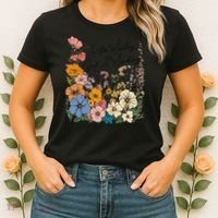 In The Waiting God Is Working Floral Wildflower Jesus Women's T-Shirt thumb 2
