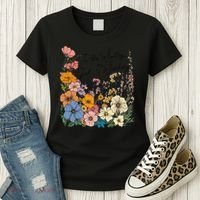 In The Waiting God Is Working Floral Wildflower Jesus Women's T-Shirt thumb 3