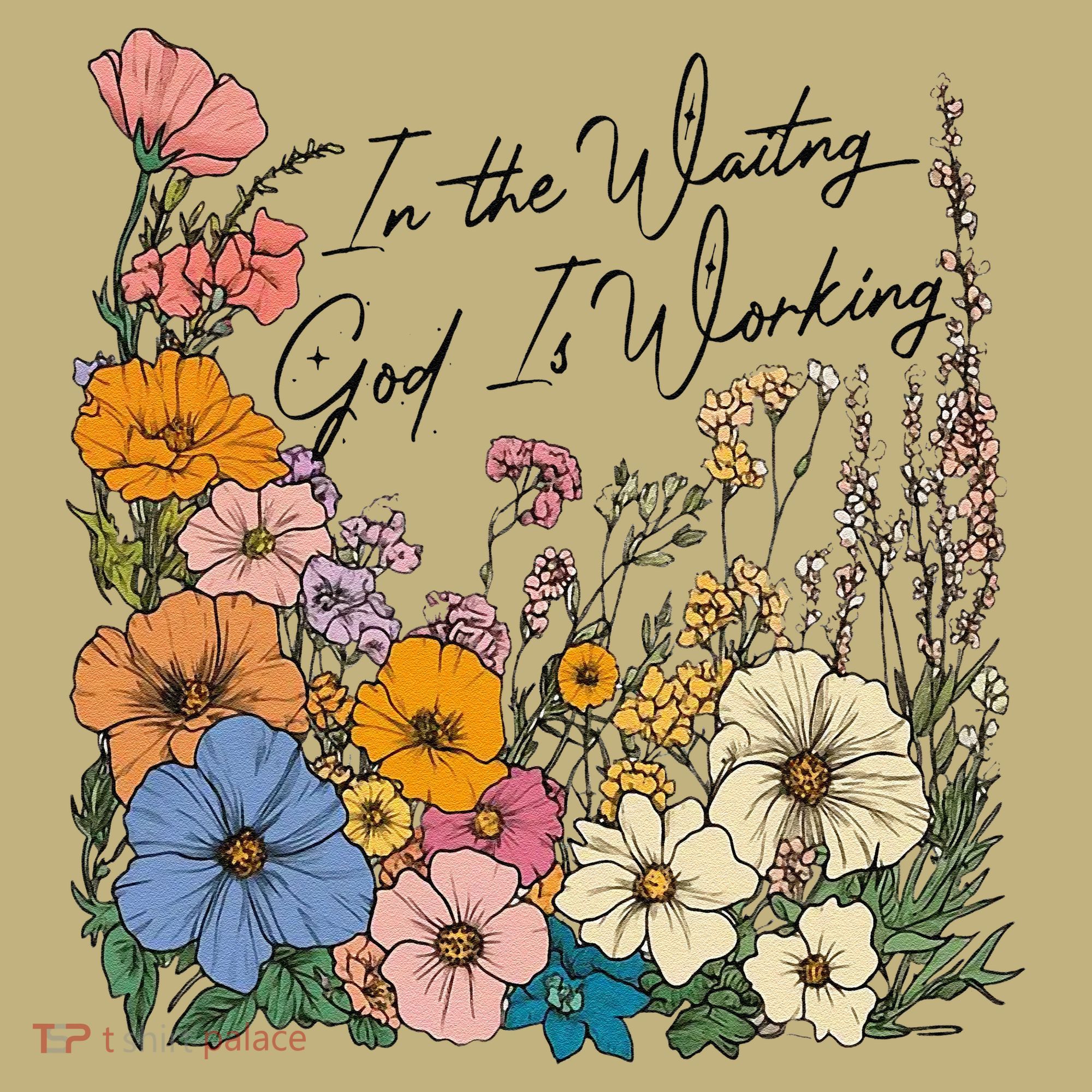 In The Waiting God Is Working Floral Wildflower Jesus Mousepad