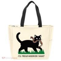 ILl Tread Wherever I Want Funny Cat Lover Tote Bag thumb 0