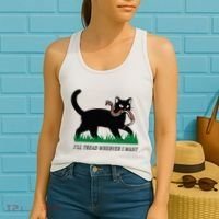 ILl Tread Wherever I Want Funny Cat Lover Women's Tank Top thumb 2