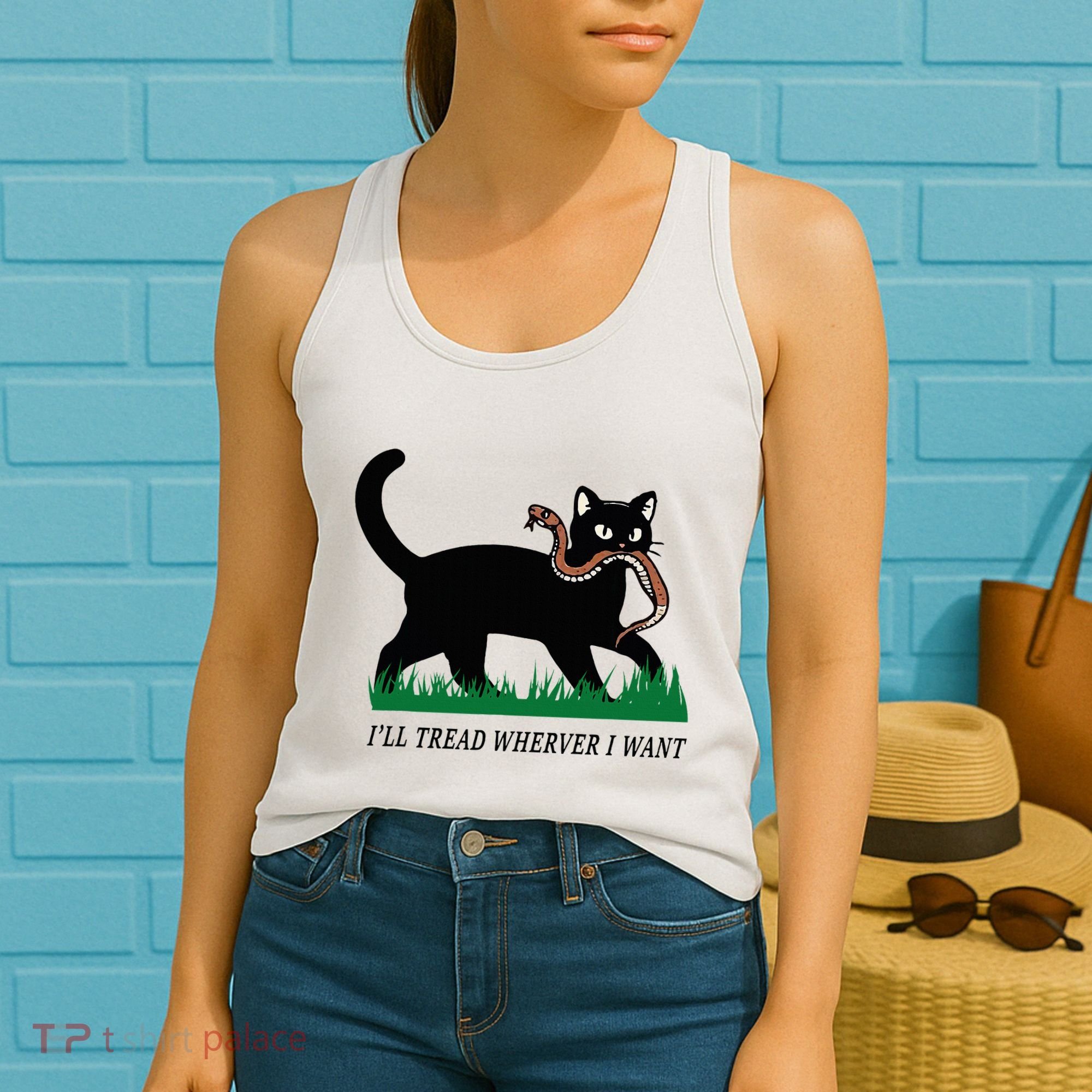 ILl Tread Wherever I Want Funny Cat Lover Women's Tank Top