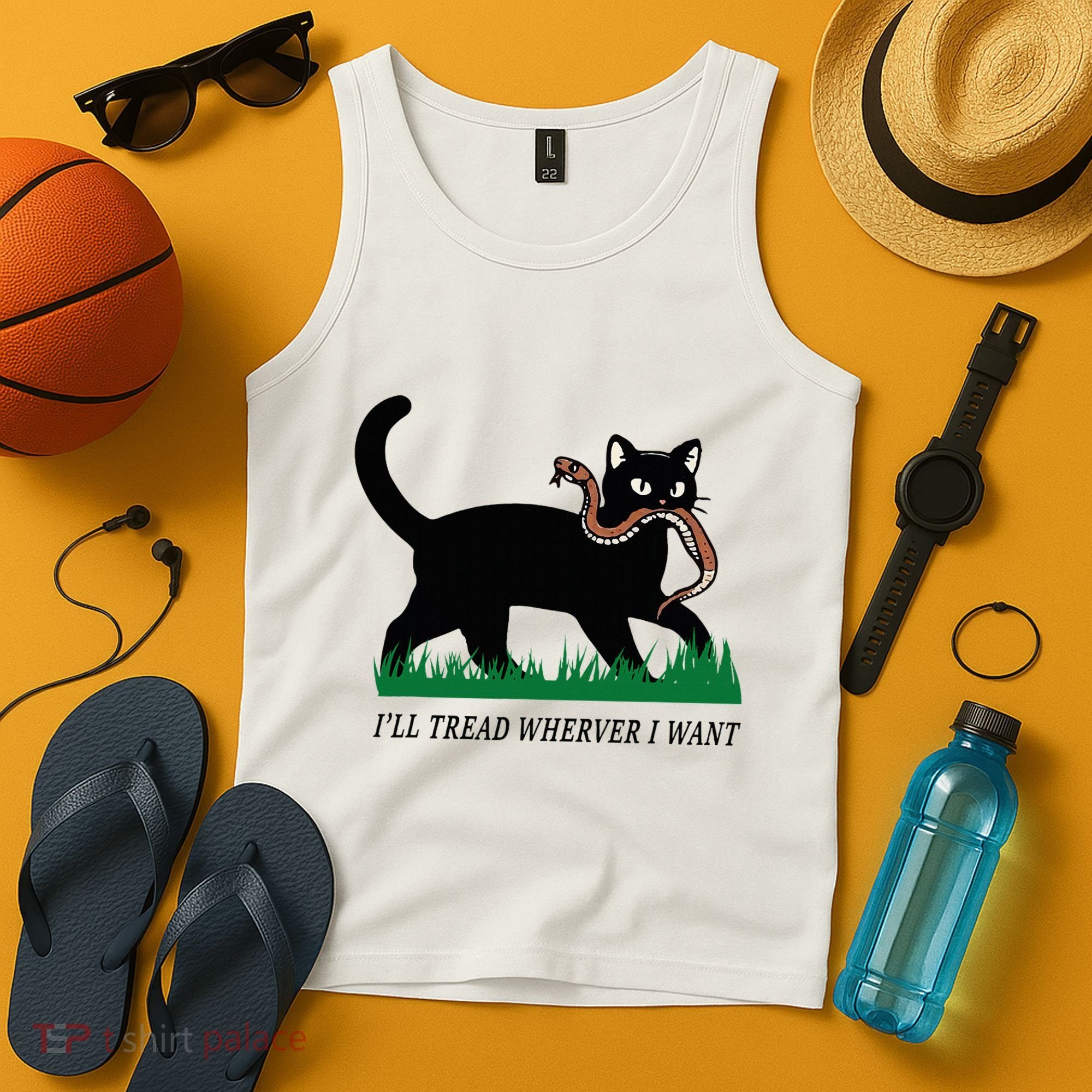 ILl Tread Wherever I Want Funny Cat Lover Tank Top