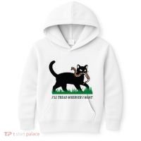 ILl Tread Wherever I Want Funny Cat Lover Kids Hoodie thumb 0