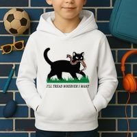 ILl Tread Wherever I Want Funny Cat Lover Kids Hoodie thumb 2
