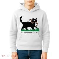 ILl Tread Wherever I Want Funny Cat Lover Kids Hoodie thumb 4