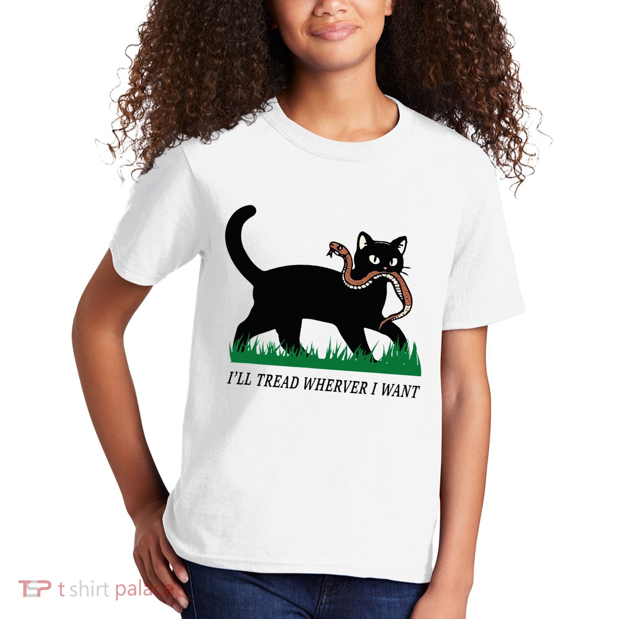 ILl Tread Wherever I Want Funny Cat Lover Kids T-Shirt