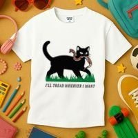 ILl Tread Wherever I Want Funny Cat Lover Kids T-Shirt thumb 3