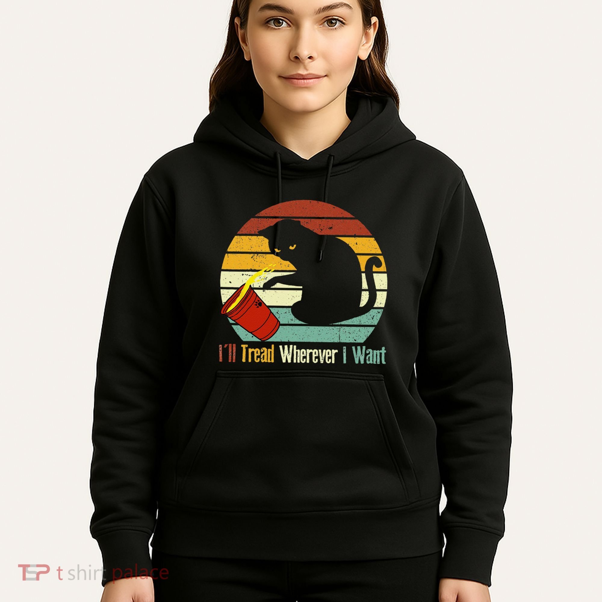 ILl Tread Wherever I Want Funny Cat Lover Hoodie