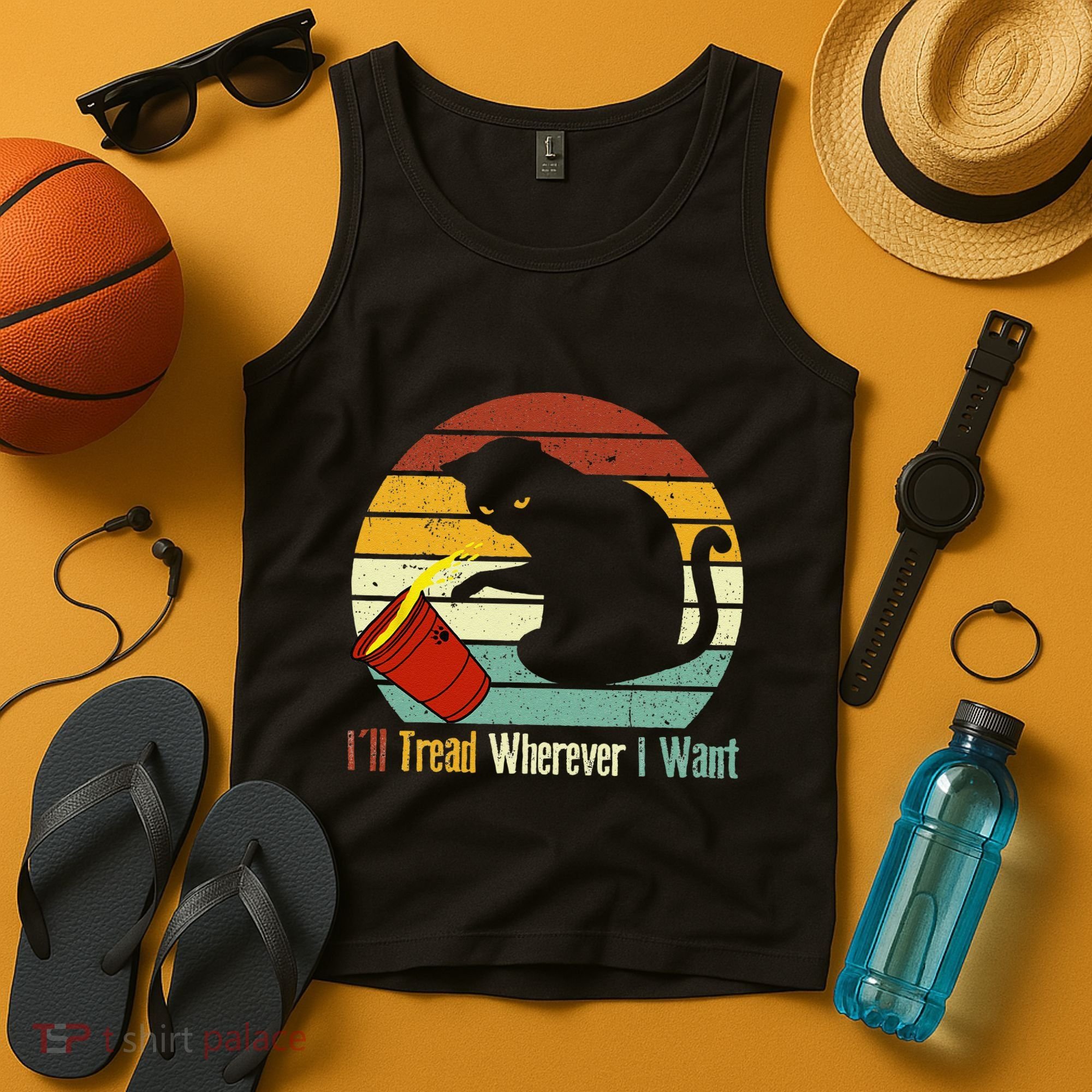 ILl Tread Wherever I Want Funny Cat Lover Tank Top
