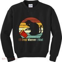 ILl Tread Wherever I Want Funny Cat Lover Kids Sweatshirt thumb 0
