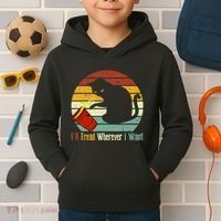 ILl Tread Wherever I Want Funny Cat Lover Kids Hoodie thumb 2