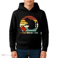 ILl Tread Wherever I Want Funny Cat Lover Kids Hoodie thumb 4