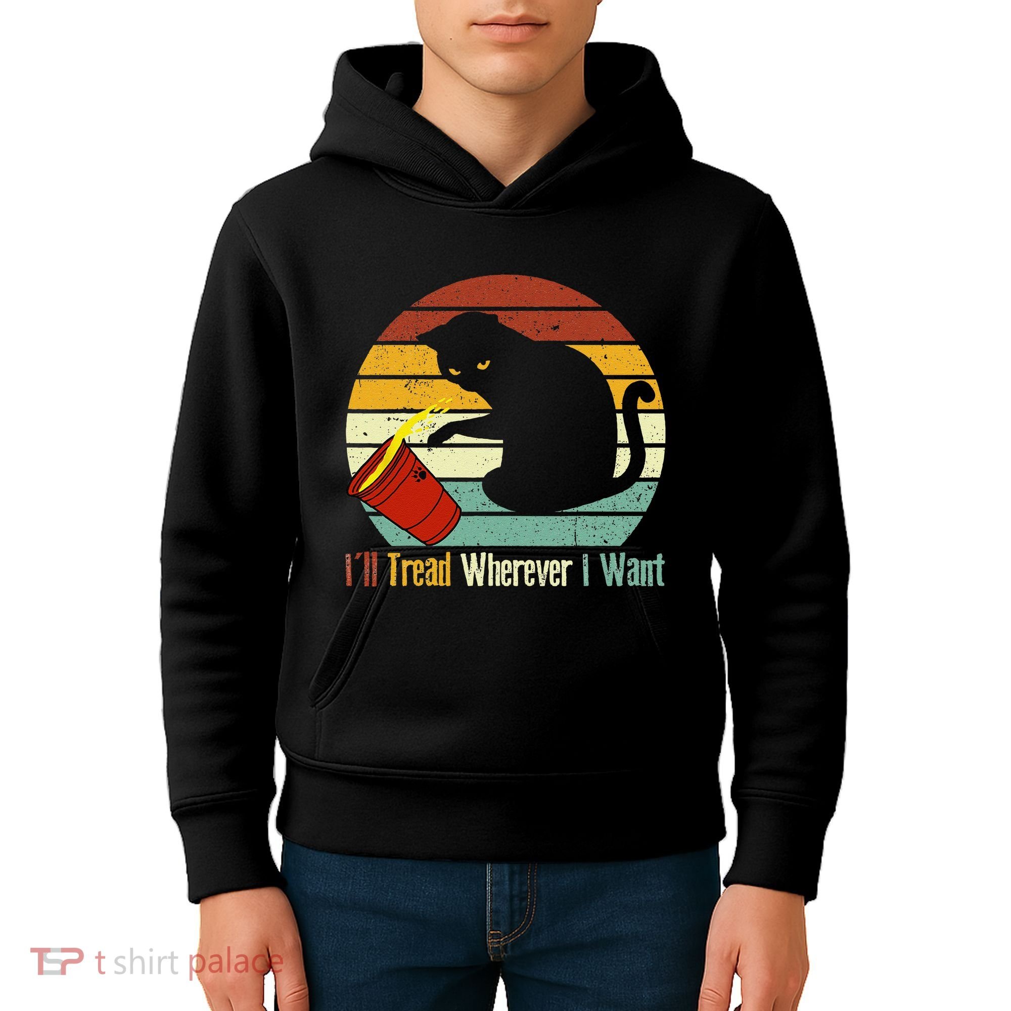 ILl Tread Wherever I Want Funny Cat Lover Kids Hoodie