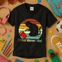 ILl Tread Wherever I Want Funny Cat Lover Kids T-Shirt thumb 3