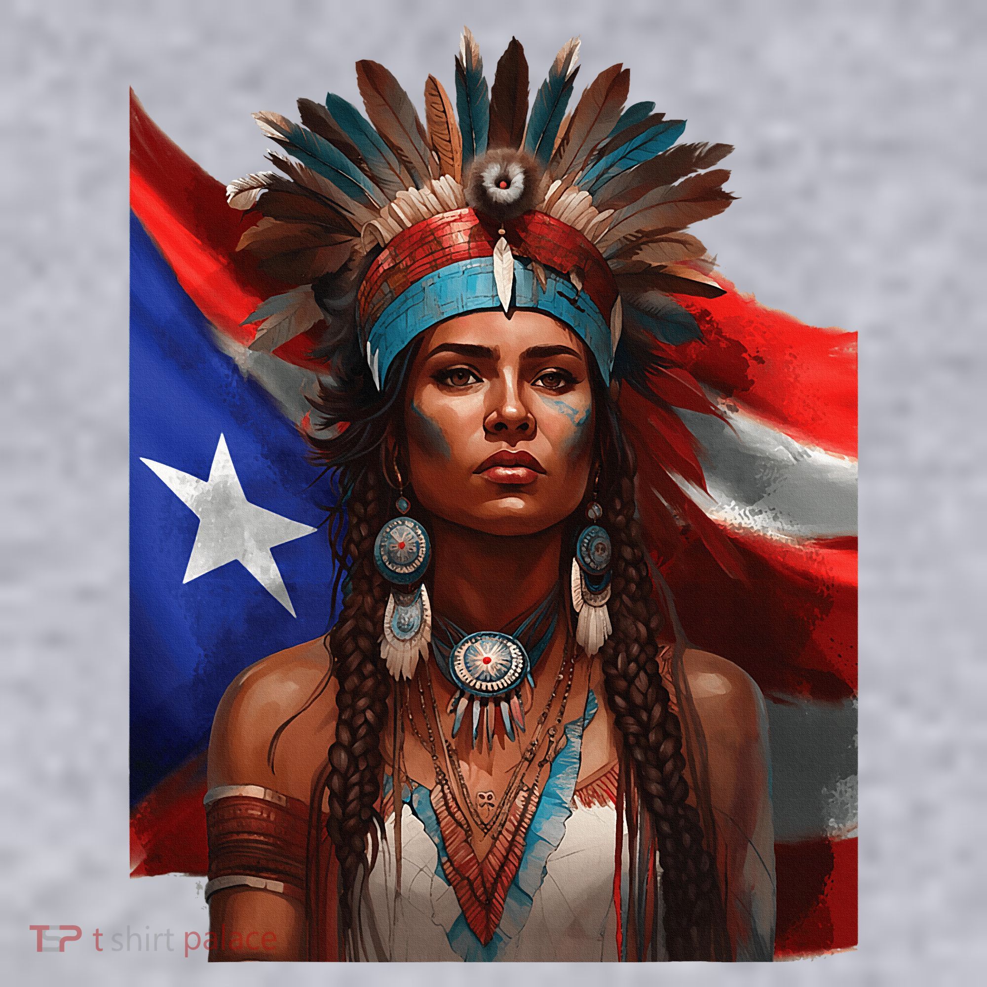 Indigenous Taino Woman Puerto Rican Flag Caribbean Women's Sweatshirt