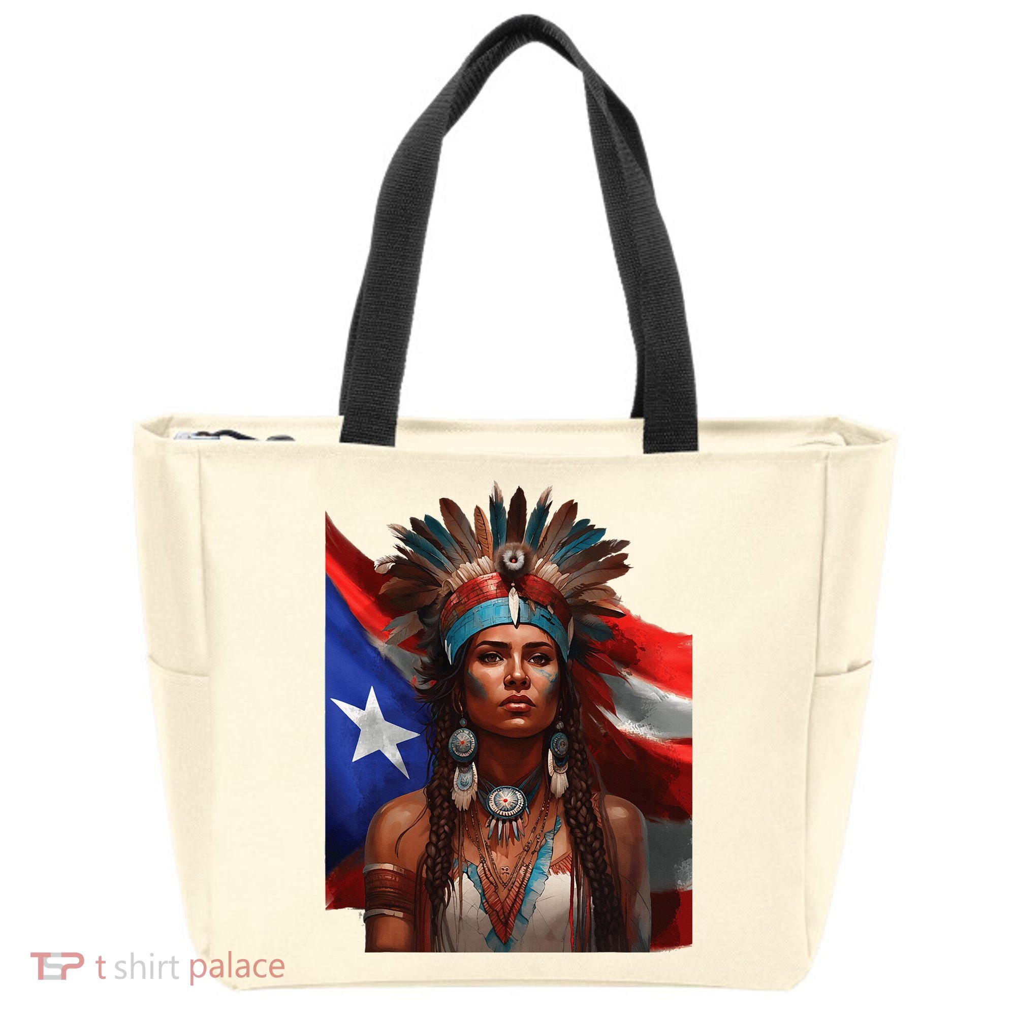 Indigenous Taino Woman Puerto Rican Flag Caribbean Tote Bag