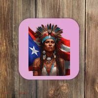 Indigenous Taino Woman Puerto Rican Flag Caribbean Coaster thumb 0