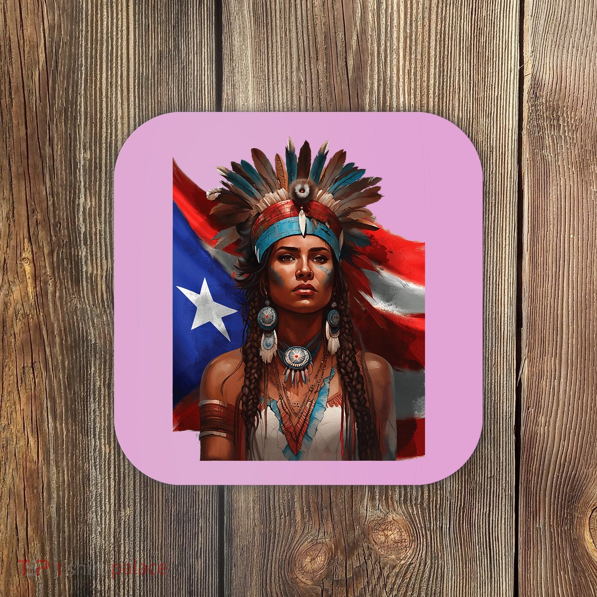Indigenous Taino Woman Puerto Rican Flag Caribbean Coaster