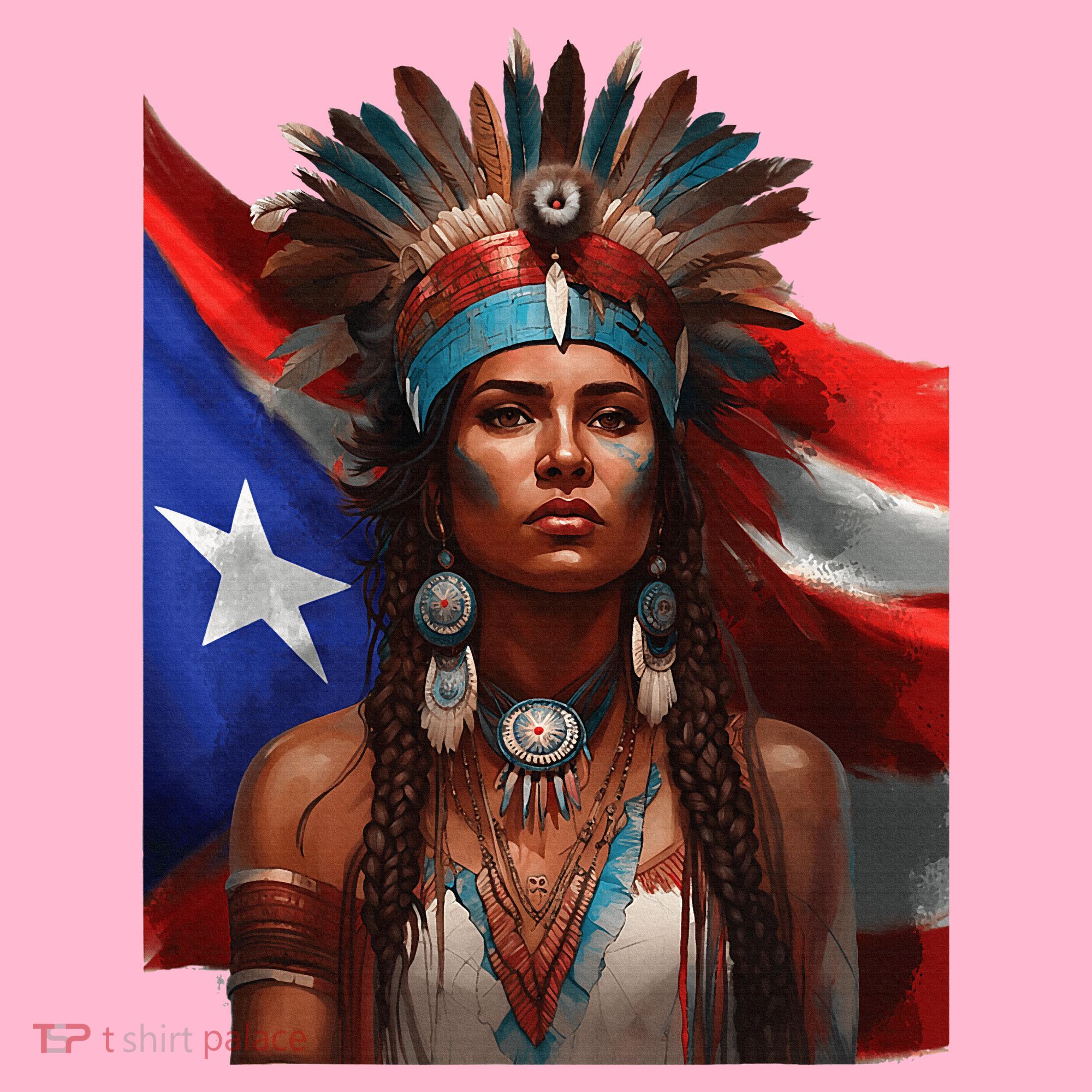 Indigenous Taino Woman Puerto Rican Flag Caribbean Coaster