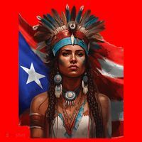 Indigenous Taino Woman Puerto Rican Flag Caribbean Santa Hat thumb 1