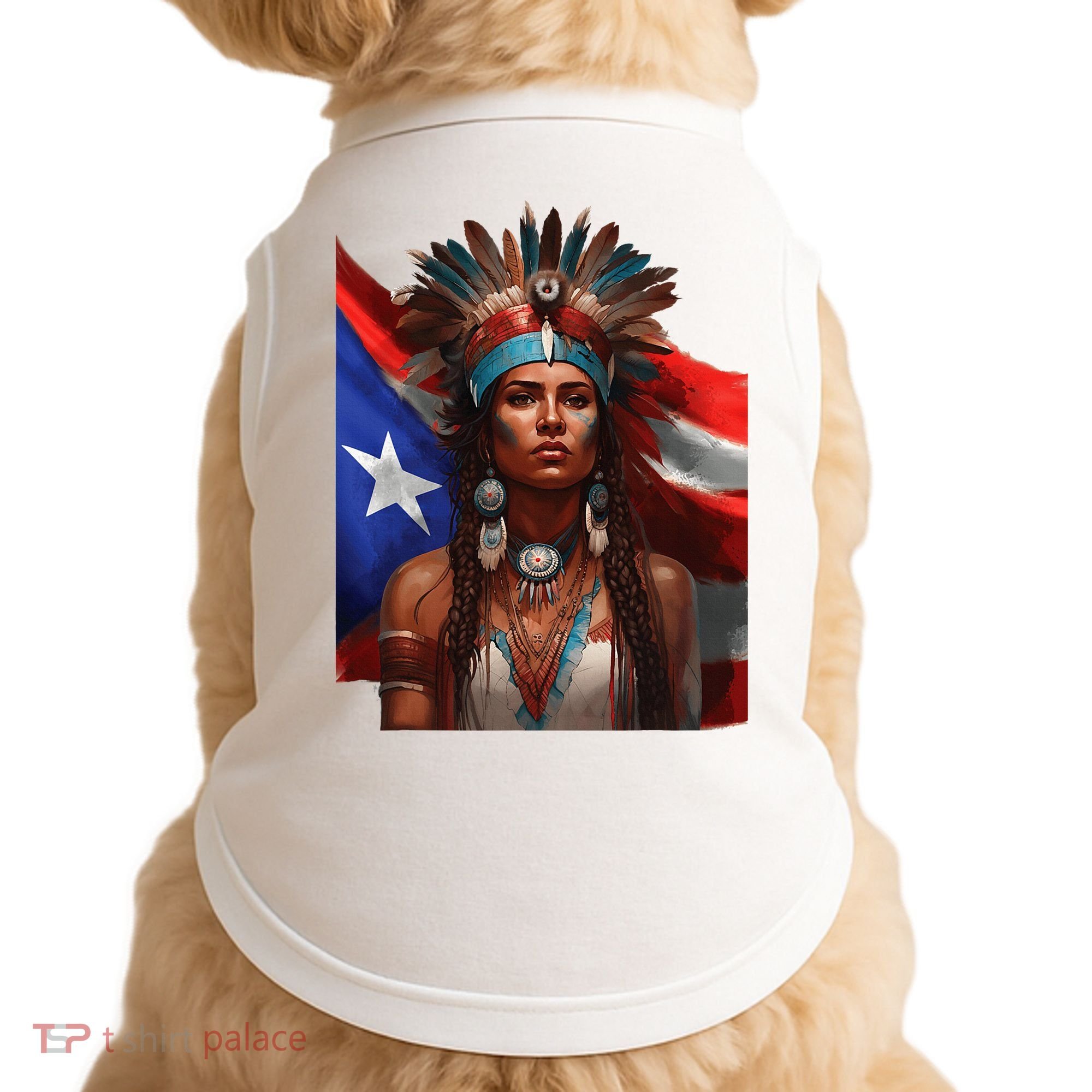 Indigenous Taino Woman Puerto Rican Flag Caribbean Doggie Tank