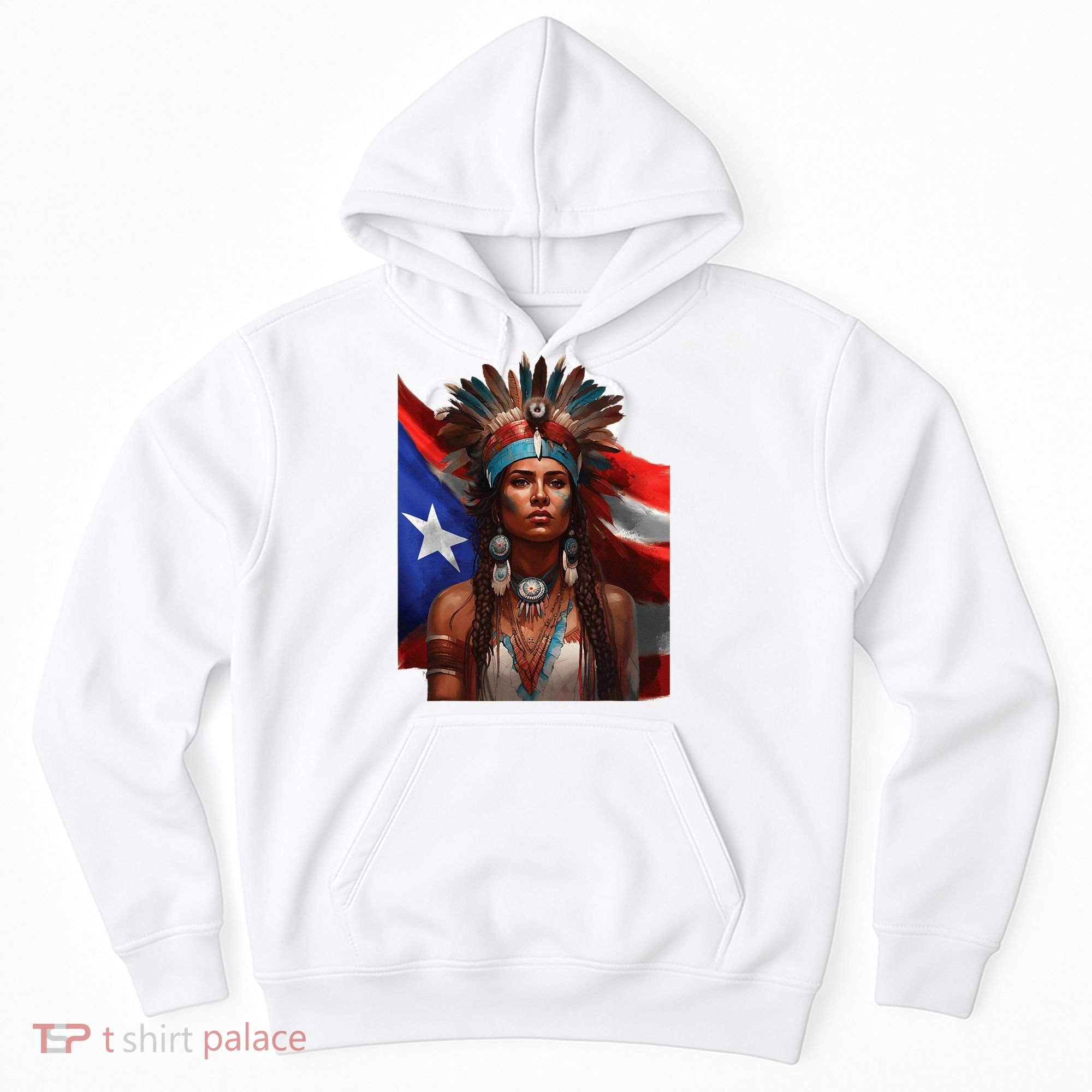 Indigenous Taino Woman Puerto Rican Flag Caribbean Hoodie